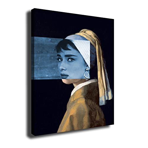 Cuadro Lienzo Canvas Audrey en la Chica de la Perla –Bastidor 3cm - Alta resolución – Varias Medidas (59_x_80_cm)