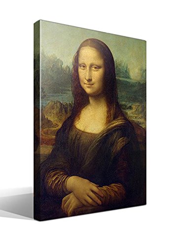 Cuadro wallart - Gioconda o Mona Lisa de Leonardo Da Vinci - Impresión sobre Lienzo de Algodón 100% - Bastidor de Madera 3x3cm - Ancho: 75cm - Alto: 55cm
