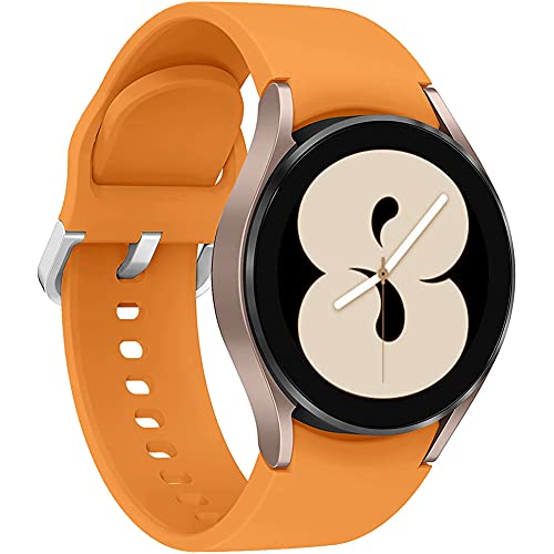 Correa Compatible con Samsung Galaxy Watch 4 40mm 42mm 44mm 46mm 3 41mm Banda Deportiva Muñequeras Suave Silicona Reemplazo para Galaxy Watch 42mm Active 2 40mm 44mm Strap, 20mm Naranja claro