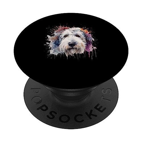 Colorido perro pastor inglés antiguo acuarela arte PopSockets PopGrip Intercambiable