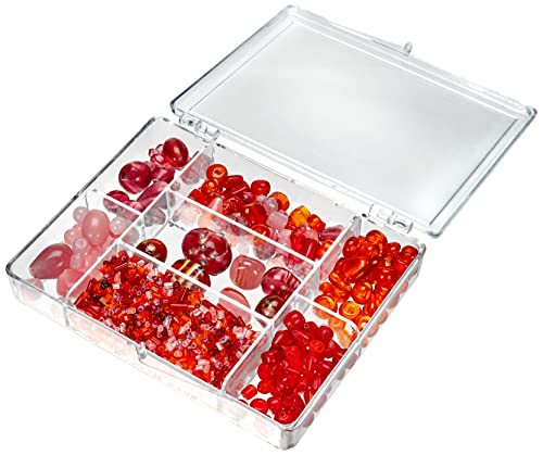 Caja de Perlas de Cristal, de Rayher, Distintos Colores y tamaños, 115 g, Rojo Claro