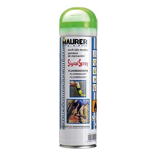 MAURER 12060407 Spray Pintura Trazador Verde Fluorescente 500 ml, Multicolor, 25 Milliliters