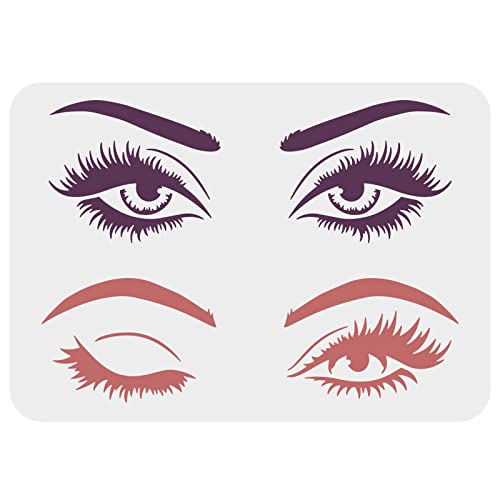 FINGERINSPIRE Plantillas Ojos para Pintar 29.7x21cm Dos Pares Ojos y Cejas, decoración de Arte de la Plantilla de Dibujo de patrón de Ojo de Mujer para letreros de Madera, Lienzo
