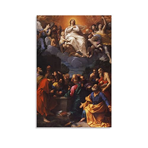 Pintores barrocos italianos Guido Reni Asunción Póster Arte de Pared Tapiz Regalos Dormitorio Impresiones Decoración del Hogar Cuadro Colgante Poliéster Pintura Tapices 60 x 90 cm (60 x 90 cm)