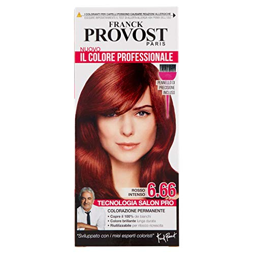 Franck Provost Tinte de pelo profesional en casa, reflexión y brillo, rojo intenso