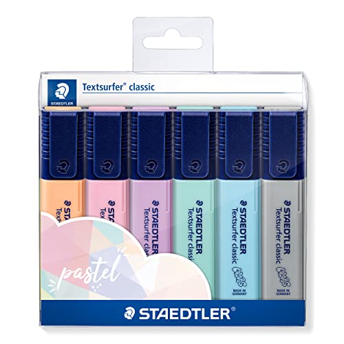 STAEDTLER 364 CWP6PAST Rotuladores Fluorescentes Textsurfer, Estuche con 6 Marcadores de Colores Pastel