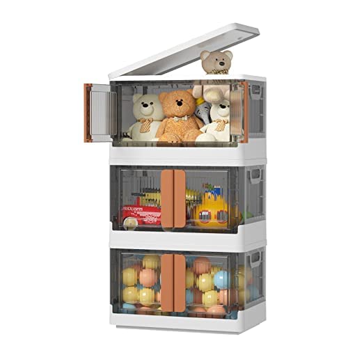 HAIXIN cajas almacenaje, 32L cajas organizadoras plastico, cajas almacenaje ropa, caja con tapa plegable apilable para dormitorio sala de estar armario baño cocina estudio