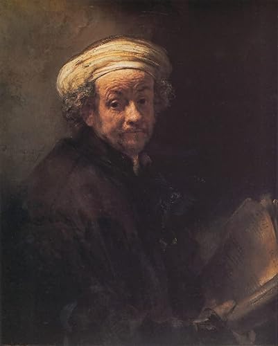 lienzo Arte Abstracto Moderno Arte Impresión Cartel Pintura al óleo clásica Autorretrato como el apóstol Pablo de Rembrandt para la decoración del hogar 60x90cm