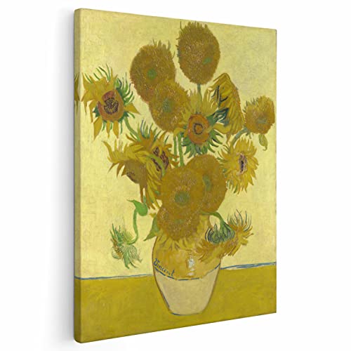 BKstuff - Cuadro en Lienzo Canvas Impresión Vincent Van Gogh (35x50cm, Doce girasoles en un jarrón 1888, Vincent Van Gogh)