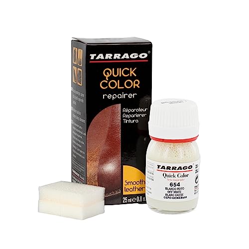 Tarrago | Quick Color 25 ml | Tinte Reparador para Cuero (Blanco Roto 654)