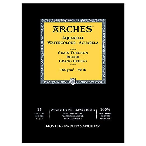 Arches Bloc para acuarela encolada 1 lado (15 hojas) – grano torchon – blanco natural 185 g/m² – A3