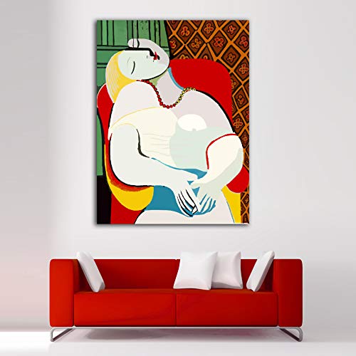 Desconocido Cuadro lienzo El sueño Pablo Picasso – Varias medidas - Lienzo de tela bastidor de madera de 3 cm - Impresion alta resolucion (97, 130)