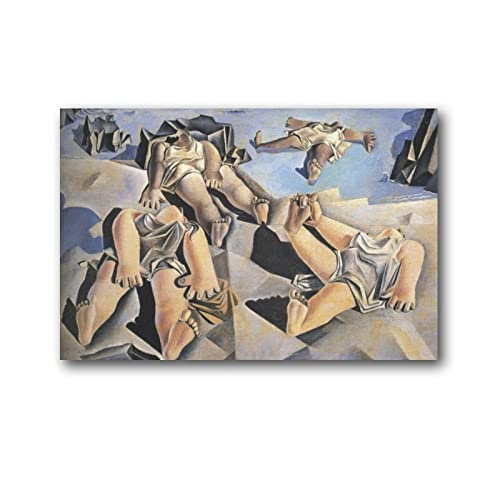 Figuras tumbadas en la arena de Salvador Dali Pintura obras de arte Impresión de imagen Póster Arte de pared Pintura Lienzo Decoración de hogar Pósteres 24 x 36 pulgadas (60 x 90 cm)