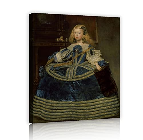 GUANMING Retrato de la Infanta Margarita Elegante Por Diego Velázquez Impreso en lienzo Imprimir Pinturas famosas Arte mural para vivir Decoración del hogar 72x60cm Marco interno