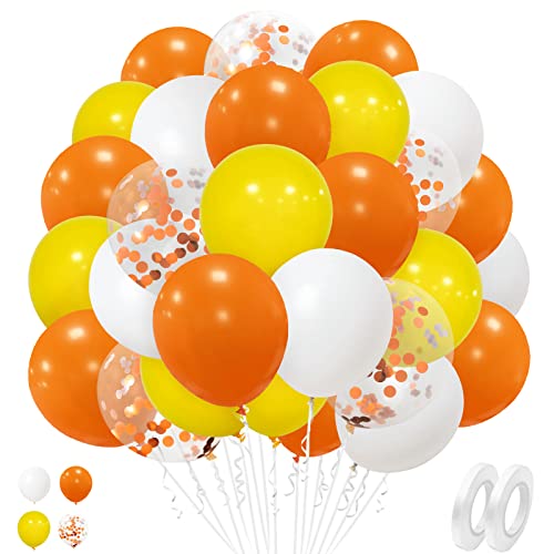 Globos Amarillos Naranjas, 50 Piezas Globos de Látex de Helio de 12 Pulgadas Naranja Amarillo Y Blanco Con Globos de Confeti Naranja Para Niñas Niños Cumpleaños Bautismo decoraciones de Fiesta