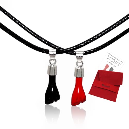 HAND-PRO Collar Mano de Higa - Conjunto de 2 amuletos de la suerte y protección Mano negra para el Mal de ojo collar protector Collar figa Mano negra amuleto - Para regalo de parejas