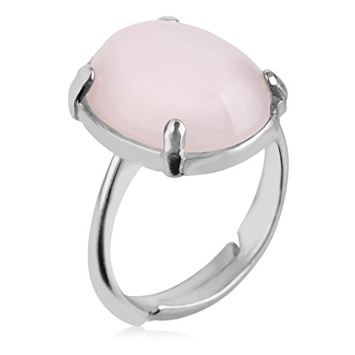 Córdoba Jewels | Sortija en Plata de Ley 925 con Piedra semipreciosa con diseño Oval Mini Rosa de Francia Silver
