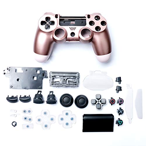 HUAYUWA - Carcasa de plástico para controlador de juegos con botones de repuesto para Playstation 4 Slim 4.0 JDM-040 (versión v1), color oro rosa