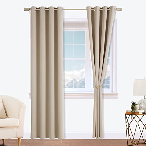 Viste tu hogar Cortinas Opacas Reversible Cortinas Salon Mordernas 2 Piezas Termicas Aislantes Frio y Calor, Cortinas Dormitorio Opacas - Beige Oscuro, 140 cm x 180 cm