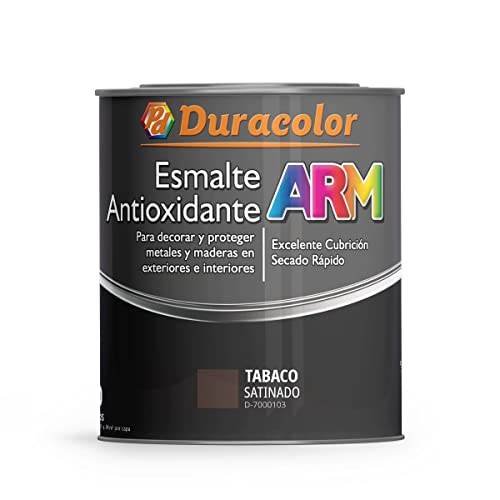 Esmalte Antioxidante ARM - Color Tabaco Satinado - 250ml - Superficie Exterior e Interior - Acabado Satinado y de Rápido Secado - Excelente Dureza y Resistencia - Duracolor