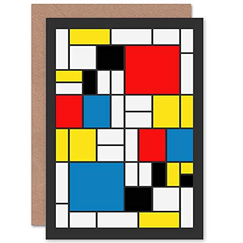 Wee Blue Coo PIET MONDRIAN ABSTRACT CUBES SQUARES OLD MASTER PAINTING GREETINGS CARD