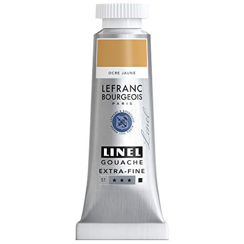 Lefranc Bourgeois Linel Gouache - Tubo extrafino, 14 ml, color OCRE amarillo