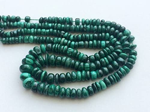 LKBEADS 1 Strand Natural Malachite Beads, Malachite Plain Rondelle Beads, Natural Malachite Beads, Malachite Necklace, 5-9mm, 16 Inch