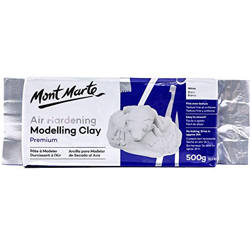 Mont Marte Arcilla para Modelar Blanca – 500g – Textura fina y uniforme – Fácil de Alisar – Arcilla Secado al Aire para Alfarería, Modelado, Artesanía