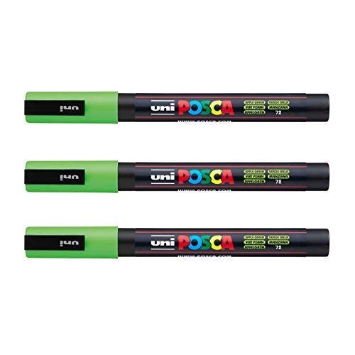 Posca PC-3m por Uni-Ball - Línea Completa Of 40 Colores Disponibles Paquete de 3] - Verde Manzana