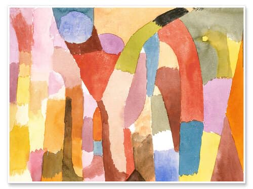 Movimiento de los Arcos pósters para la Pared de Paul Klee Cuadros decoración para Cualquier habitación 18 x 13 cm Colorido Arquitectura Láminas Decorativas