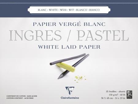 Lote de 5 bloques encolados de 25 hojas de papel verjinge Ingres Pastel, 130 g/m², 36 x 48