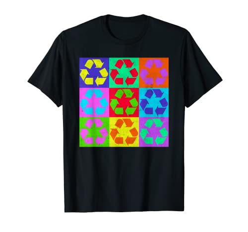 Distressed - Símbolo de reciclaje - Reciclar - Arte pop colorido Camiseta