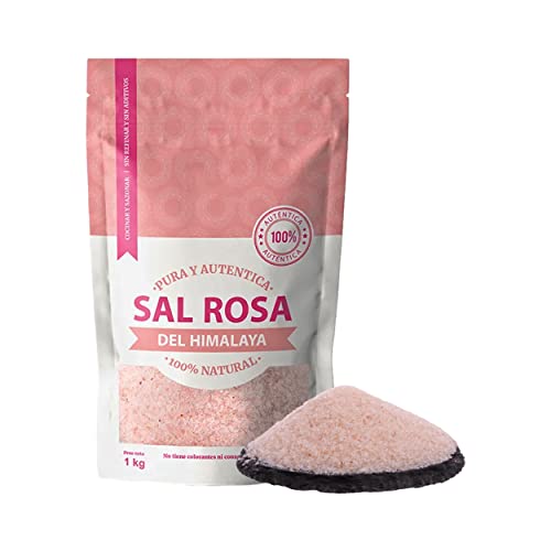 Sal Rosa Fina de Himalaya - 1 Kg - 100% Natural y Pura, Rica en Minerales Esenciales, Sin Aditivos, Para Cocina y Salud (1 Ud)
