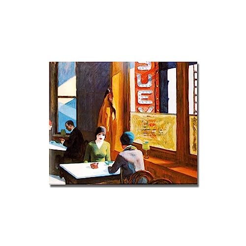 GJRYHXT Cuadros murales de Edward Hopper: Chop Suey. Reproducción de obras de arte famosas en lienzo. Póster de decoración para salón 40x50cm solo lienzo