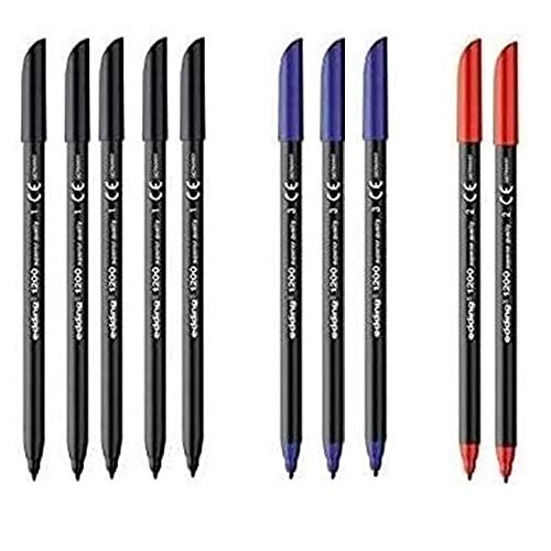 Pack/Set- Rotuladores de Fibra Edding 1200-5 Negros-3 Azules y 2 Rojos