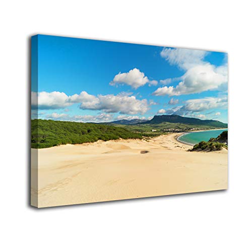 Desconocido Cuadro Lienzo Canvas Duna de Bolonia en Tarifa Cadiz Playa Andalucia – Varias Medidas - Lienzo de Tela Bastidor de Madera de 3 cm - Impresion en Alta resolucion (80, 53)