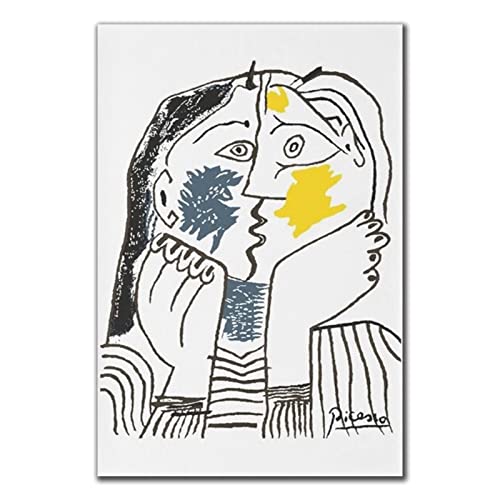 TSOLAY Picasso Poster Picasso The Kiss 1979 Exposición de obras de arte Pintura en lienzo Arte de pared abstracto Picasso Impresiones para decoración del hogar Imágenes 40x60cm Sin marco