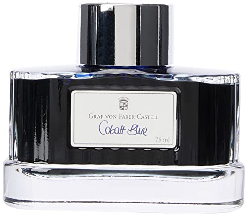 Graf von Faber-Castell – Bote de tinta carbono, color negro, color azul cobalto Tintero