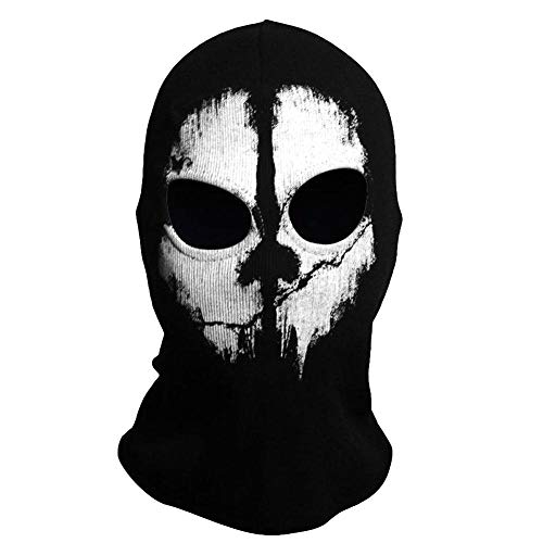 TRIXES Ghost Mask- Balaclava para hombres - Máscara de cara completa - Máscaras de terror - Máscaras de esquí para traje de vestir de lujo - Cosplay - Airsoft Motorcycling Paintball - Un tamaño- negro