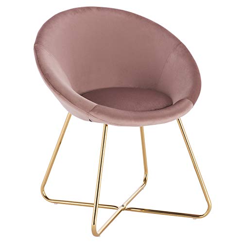 WOLTU 1x Sillas Cocina Silla Tapizada en Terciopelo Silla Nórdica Vintage Silla Salon Silla Metal Taburete de Oficina Sillas de Comedor Silla Respaldo Rosa BH217rs-1