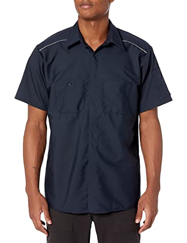 Red Kap Camisa de Trabajo Pro Airflow de Manga Corta Abotonada, Azul Marino, 3XL para Hombre