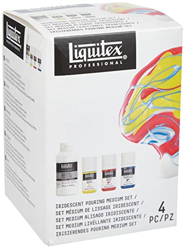 Liquitex Professional Aditivos - Set pouring medium iridiscente (medium de alisado iridiscente) + pintura acrílica Soft Body