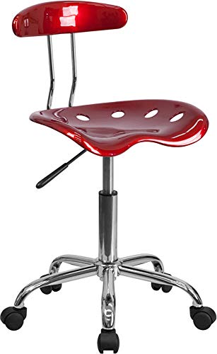 Flash Furniture Silla de escritorio giratoria con asiento mecánico, color Rojo Vino y Cromado adecuados