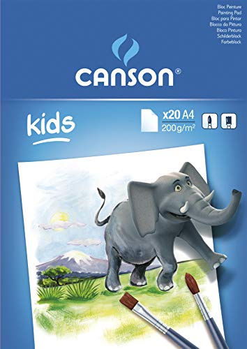 Bloc Encolado, A4, 20 Hojas, Canson Kids Pintura 200g