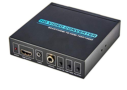 Convertidor de Scart a HDMI con escalador vertical y HDMI a HDMI Video Convertidor con 1080P Upscaler 3,5 mm de salida de audio coaxial para consolas de juegos/DVD/STB
