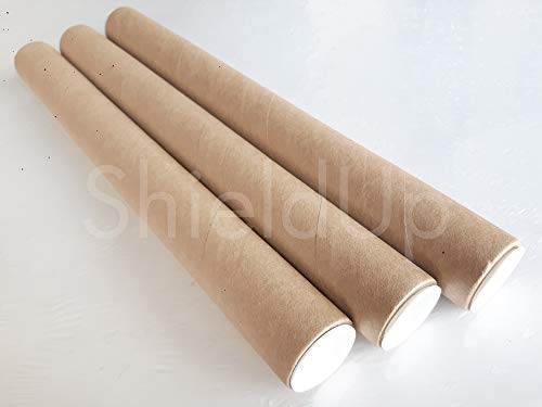 ShieldUp Lot de 3 Tubes postaux en carton robustes | diamètre de 25 mm et longueur de 300 mm