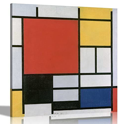 Piet Mondrian - Lienzo decorativo con diseño de avión rojo grande (86 x 86 cm)