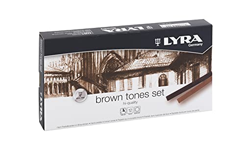 LYRA Grey and Brown tones, Pasteles Duros para Bellas Artes, Cuadrado, Estuche Cartón, Set Tonos Marrones, colores surtidos, 12 unidades