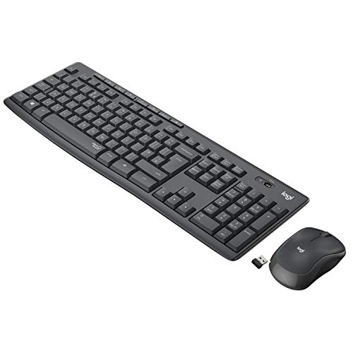 Logitech MK295 Combo de Ratón y Teclado Inalámbricos, Disposición QWERTY Inglés Reino Unido, Gris