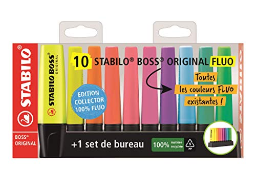 STABILO Resaltador BOSS ORIGINAL - Set de escritorio x 10 marcadores neón